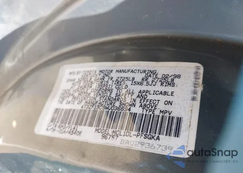 1998 Toyota Sienna Le из США, поврежденный, VIN 4T3ZF13C9WU036694